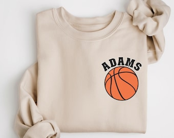 Custom Basketball Pocket Sweatshirt, Personalized Basketball Mom Crewneck, Basketball Pullover, Basketball Team Sweater, Basketball Name