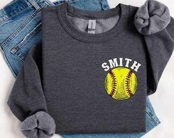 Personalized Softball Sweatshirt, Custom Softball Mom Crewneck, Softball Name Tee, Softball Gameday Sweater, Softball Team Gift, Sports Mom