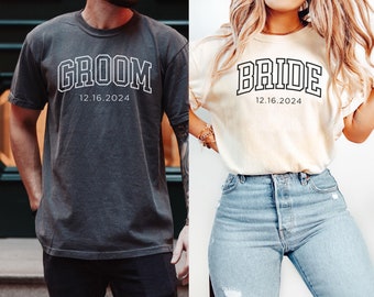 Camisetas personalizadas para novios, camiseta de boda Comfort Colors, futuros Sr. y Sra., regalo de compromiso, camiseta para prometido/a, regalo para prometida, camiseta de novia