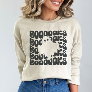 Teacher Halloween sweatshirt, Halloween Librarian Sweater, Read more books ghost Sweatshirt, Bookish ghost Tshirt , Teacher Fall Crewneck