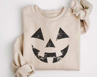 Jack O Lantern Halloween Sweatshirt, Pumpkin Face Sweatshirt, Grunge Pumpkin Shirt, Pumpkin Face Halloween Sweater, Fall Crewneck, Spooky