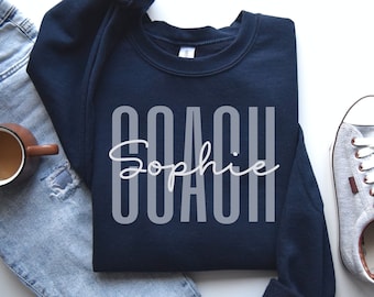 Personalized Coach Sweatshirt, Custom Coach Gift, Cheer Coach Sweater, Coach Name Sweatshirt, Coach Game Day Shirt, Team Gift, Coach Shirt