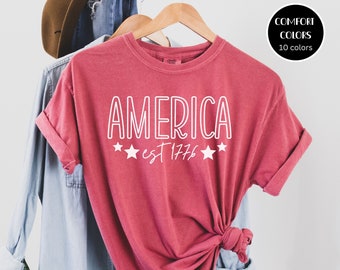 Comfort Colors America Shirt, Fourth of July Shirt, Big USA Tshirt, America Comfort Colors Tshirt, Patriotic Shirt, America Est Shirt