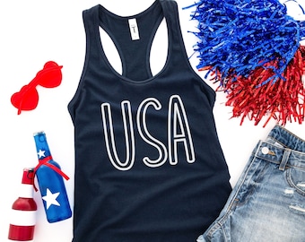 4th of July Tanks, Fourth of July Shirt Women Tank, USA Tank Top, Womens Fourth of July Tank, USA Racerback, 4th of July Tanks Women, USA