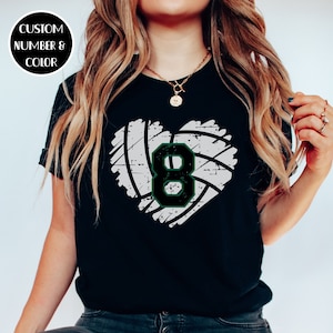Custom Volleyball Number Shirt, Personalized Volleyball Mom Shirt, Volleyball Team Shirt, Cute Volleyball Heart Shirt, Volleyball Team Gift