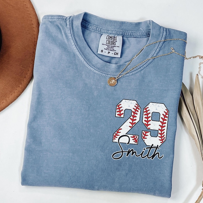✨Buy 2 Free Shipping✨Custom Baseball Pocket Shirt, Personalized Baseball Number Shirt, Baseball Gift, Baseball Fan Tee, Sports Mom Tee