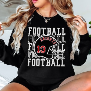 Custom Football Sweatshirt, Personalized Football Mom Crewneck, Football Fan Pullover, Football Number Sweatshirt, Custom Football Team Tee