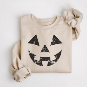 Jack O Lantern Halloween Sweatshirt, Pumpkin Face Sweatshirt, Grunge Pumpkin Shirt, Pumpkin Face Halloween Sweater, Fall Crewneck, Spooky