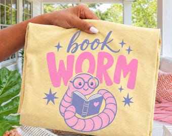 Book Worm Comfort Colors® Shirt, Book Lover Tee, Reading Teacher Gift, Librarian Bookish Tshirt, Trendy Reading Worm Tee, Read More Books