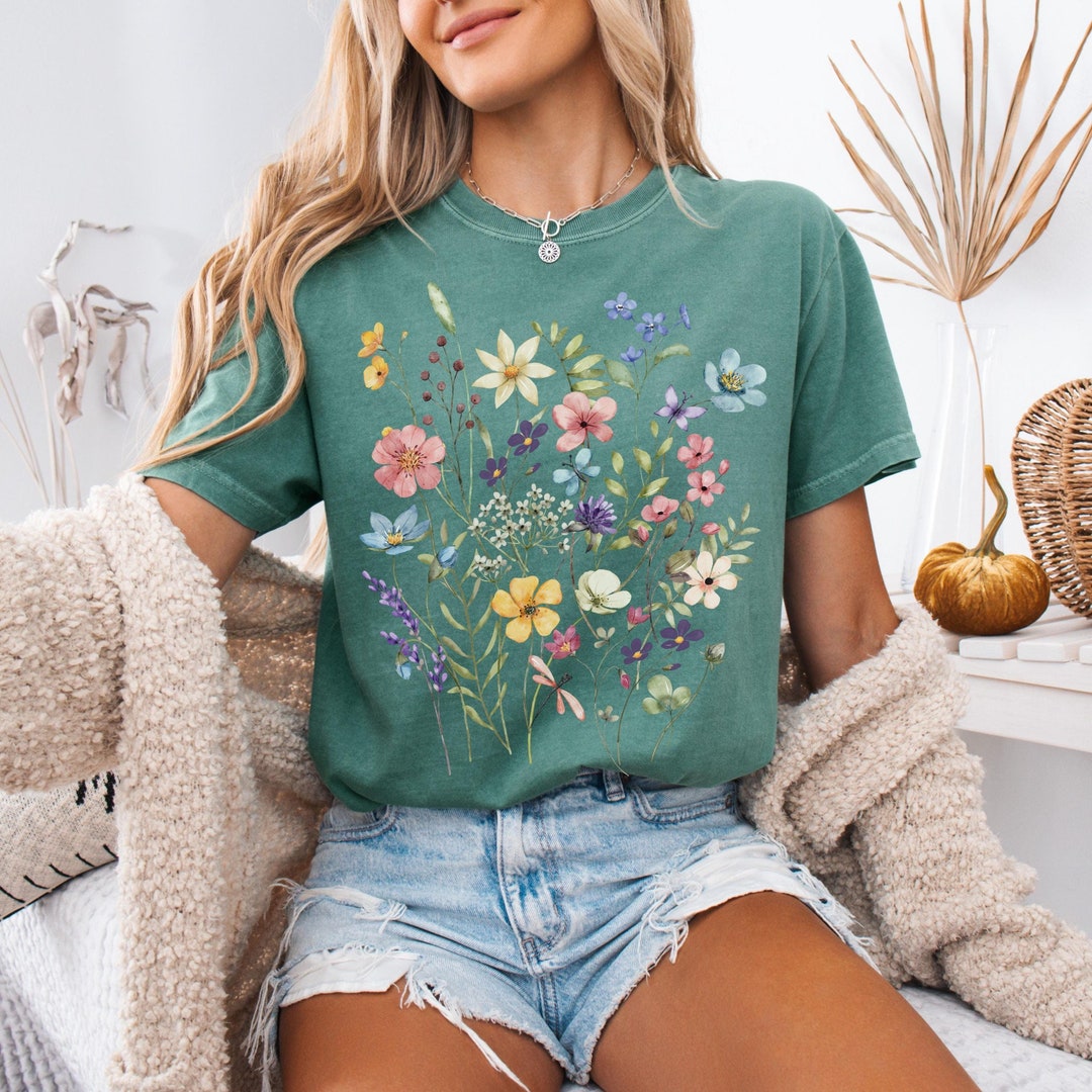 Comfort Colors® Wildflower Shirt, Vintage Pressed Flower Tshirt ...