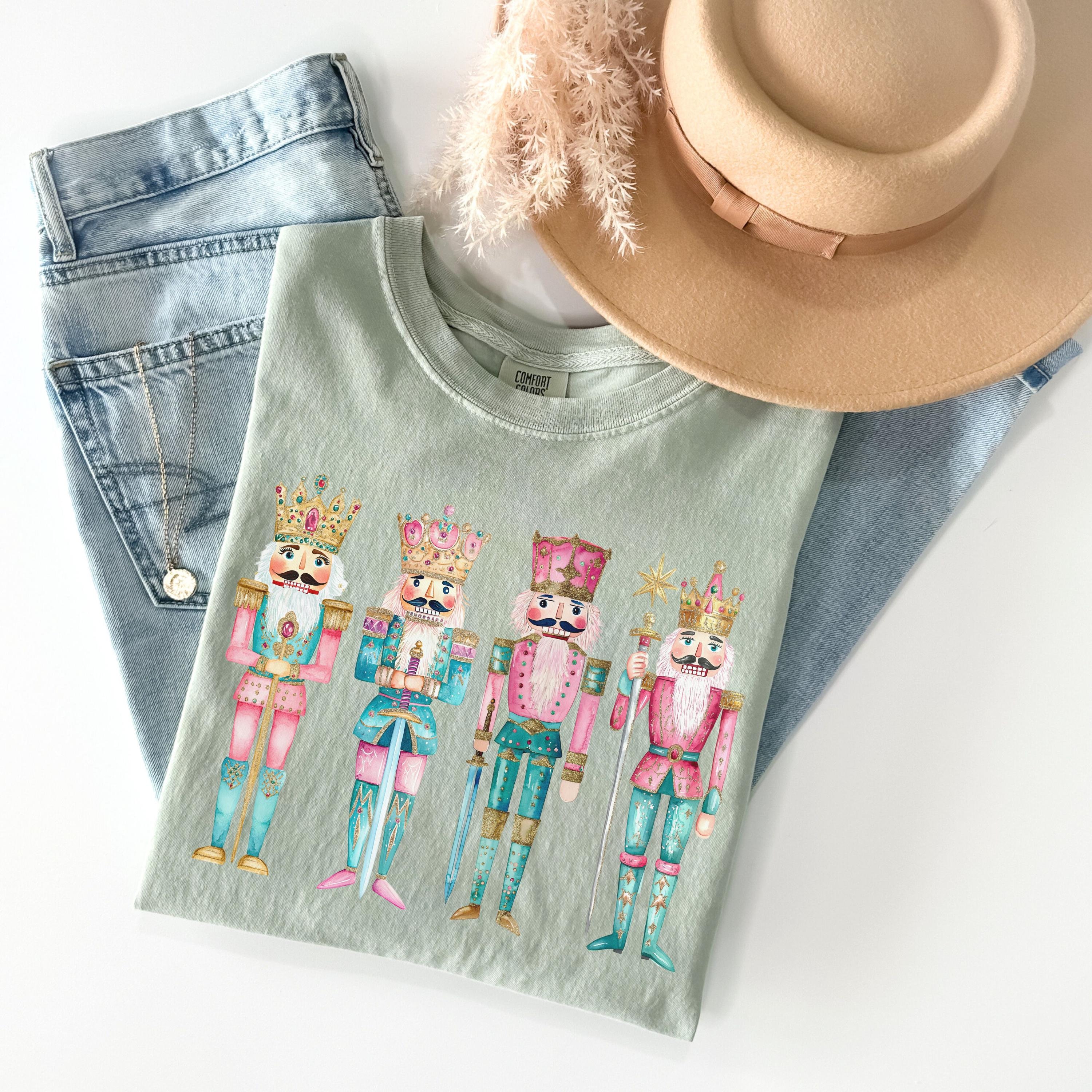 Comfort Colors Nutcracker Christmas Shirt, Women's Holiday Tee, Watercolor Holiday Tshirt, Holiday Party Gift, Festive Christmas Shirt