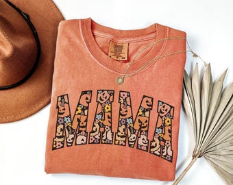 Comfort Colors Halloween Mama Shirt, Pumpkin Mom Tee, Trendy Halloween Tshirt, Women's Jack O Lantern Gift, Fall Graphic Tee, Pumpkin Patch