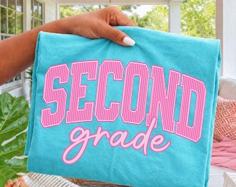 Comfort Colors® Striped Second Grade T-shirt, Matching 2nd Grade Team Tees, Teacher Appreciation Gift, School Staff Shirt, Back to School