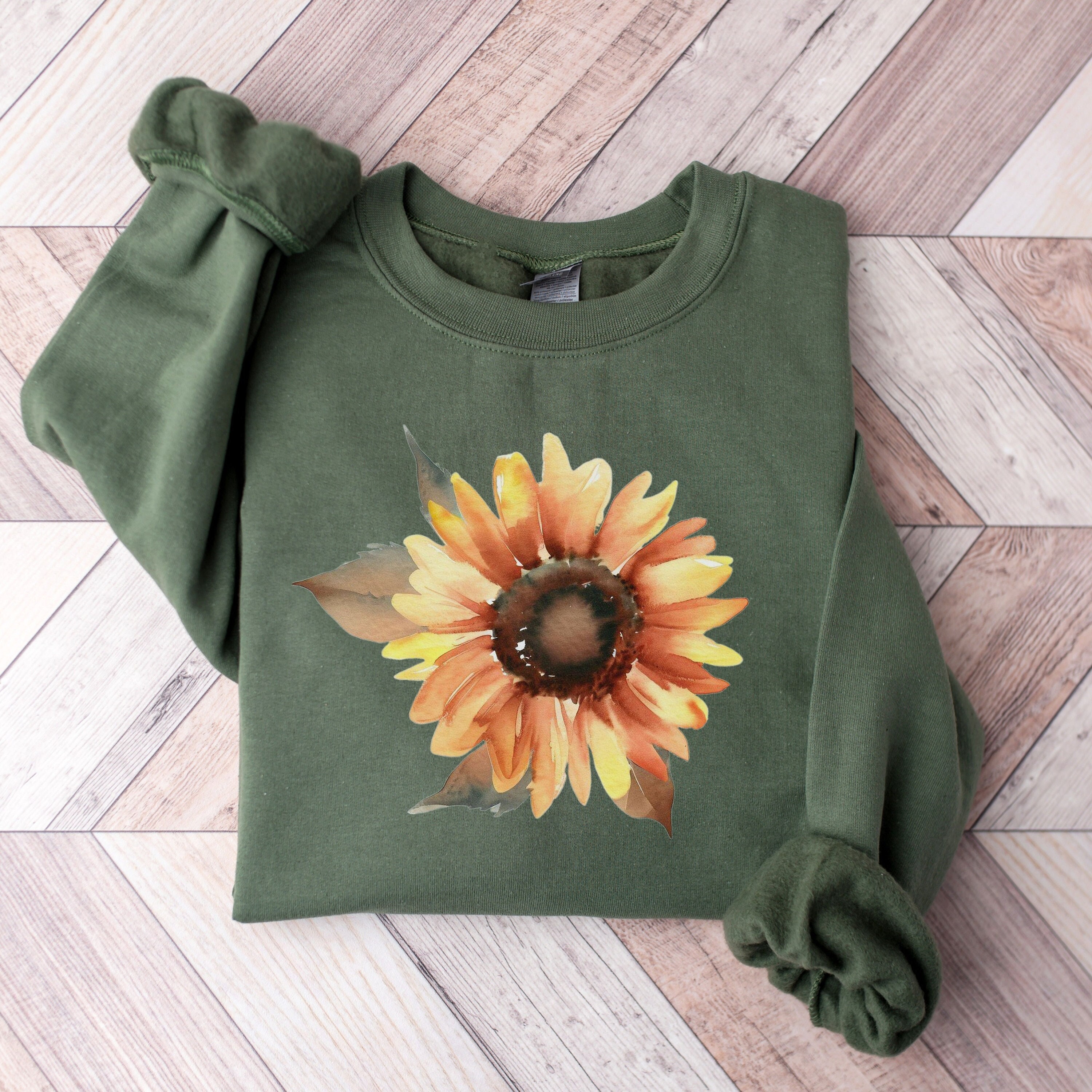 Women's Long Sleeve Flower and Landscape Print Sweatshirt Casual Fall Loose  Crewneck Pullover Tops Sweatshirts for Women Fall 