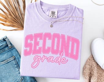 Comfort Colors® Striped Second Grade T-shirt, Matching 2nd Grade Team Tees, Teacher Appreciation Gift, School Staff Shirt, Back to School