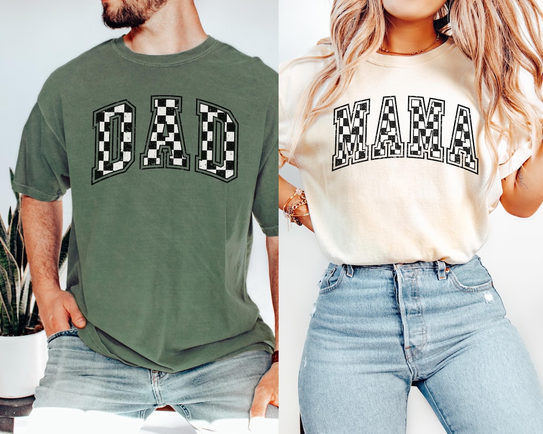 Matching Mom and Dad Shirts, Comfort Colors Checkered Mama and Dad Tee ...