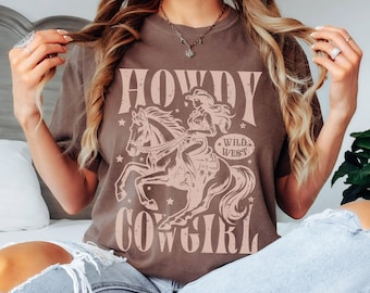 Western Comfort Colors Shirt, Vintage Cowgirl Tee, Women's Rodeo T-shirt, Wild West Cowboy Shirt, Howdy Country Girl, Western Apparel
