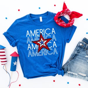 4th July Shirt Womens America 4th of July Shirt Fourth of July Shirt Cute Memorial Day Patriotic Shirt Womens USA 4th of July Shirt