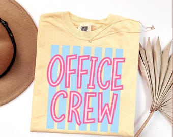 Striped Office Crew Comfort Colors® T-shirt,  Front Office Team Tees, School Secretary Gift, School Office Staff Shirt, Back to School
