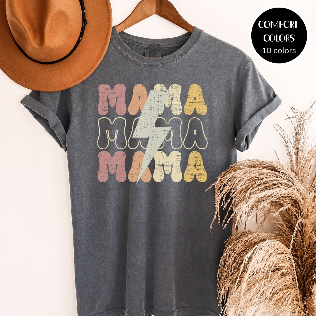 Mama Color:blue Comfort Colors Retro Mama Shirt, New Mom Shirt, Groovy Mom Shirt ...
