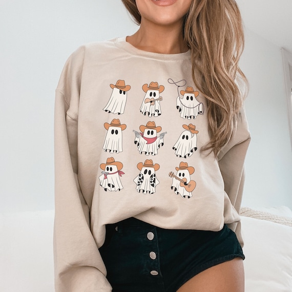 Cowboy Ghost Shirt, Western Halloween Sweatshirt, Cute Spooky Shirt, Country Halloween Tee, Halloween Gift, Wild West Ghost tee, Halloween