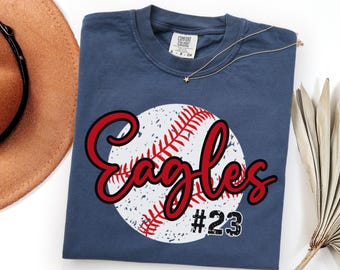 Custom Baseball Number Shirt, Comfort Colors Baseball Mom Tee, Game Day Apparel, Personalized Baseball Team, Spring Baseball, Team Mom Gift