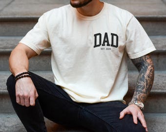 Camiseta personalizada para papá, camiseta Comfort Colors Dad Est 2026, camiseta personalizada para papá, anuncio de embarazo para papá, regalo para papá primerizo, camiseta para el Día del Padre