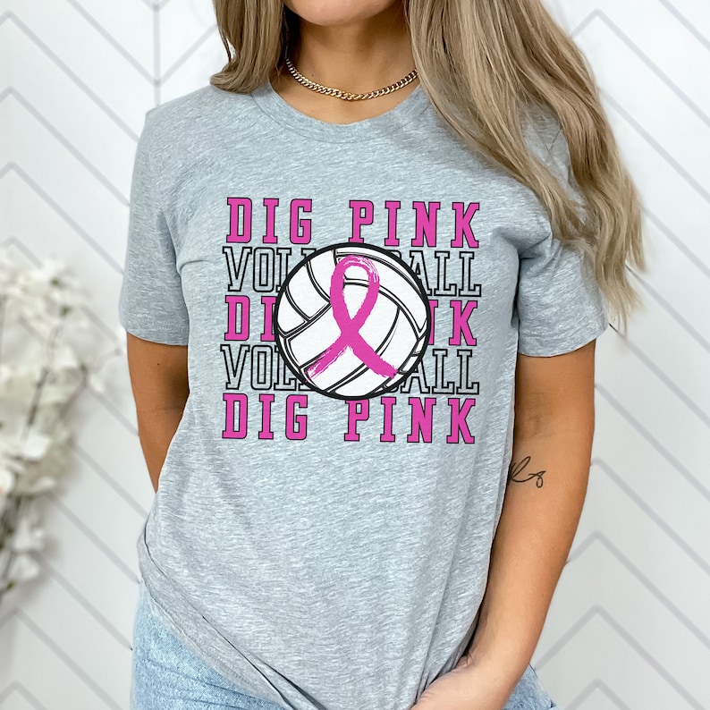 Dig Pink Volleyball Shirt, Breast Cancer Awareness Volleyball Shirt ...