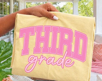 Comfort Colors® Striped Third Grade T-shirt, Matching 3rd Grade Team Tees, Teacher Appreciation Gift, School Staff Shirt, Back to School