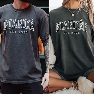 Camisetas personalizadas para novios, Camiseta de compromiso Comfort Colors, Futuros Sr. y Sra., Regalo de compromiso, Camiseta de prometido/a, Regalo para la prometida imagen 1