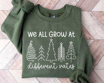 SPED Teacher Christmas Sweatshirt, We all Grow At Different Rates, Teacher Holiday, Neurodiversity Aba Bcba Special Education Shirt, Autism