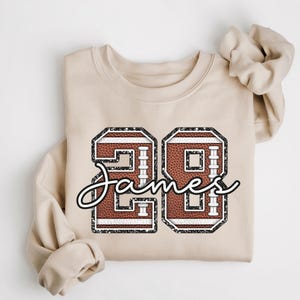 Personalized Football Number Sweatshirt, Custom Football Mom Sweater, Football Fan Pullover, Fall Football Name Gift, Game Day Crewneck