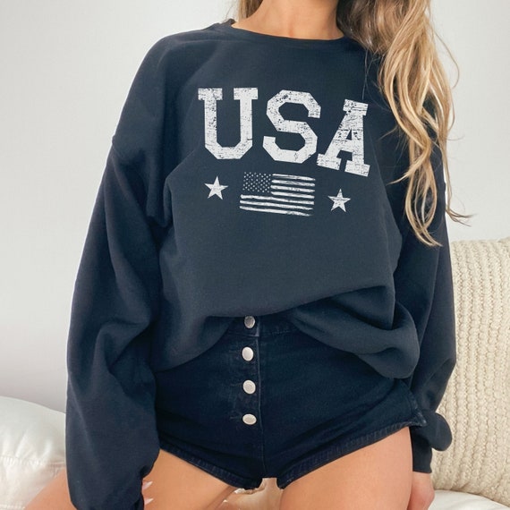 USA sweat shirt, Patriotic Sweatshirt, America Sweat Shirt, 4th of July Crewneck, Distressed USA Crewneck Sweater, 4th of July Pullover