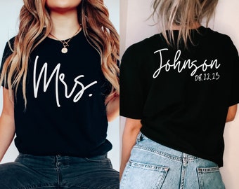 Custom Mr and Mrs Shirts, Matching Bride and Groom Shirts, Mrs Last Name tshirt, Bride and Groom Personalized tshirts, Bride and Groom Shirt