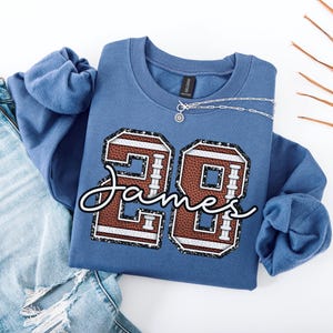 Personalized Football Number Sweatshirt, Custom Football Mom Sweater, Football Fan Pullover, Fall Football Name Gift, Game Day Crewneck