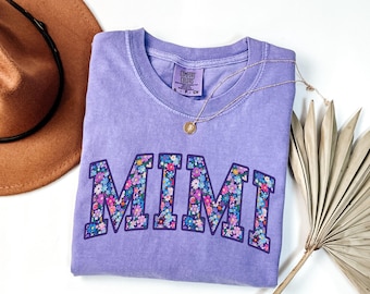 Comfort Colors Mimi Shirt, Floral Mimi Tee, Trendy Mimi Tshirt, Womens Flower Mimi Gift, Pregnancy Reveal Gift for New Mimi, Mimi Shirt