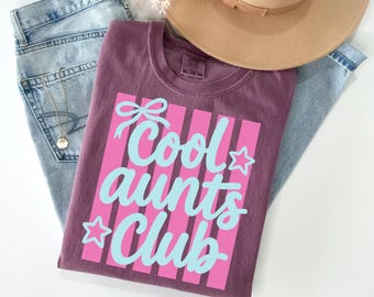 Cool Aunts Club T-shirt | Comfort Colors Trendy Aunt Tee | Gift for New Auntie | Striped Pregnancy Reveal for Aunt | Mother's Day Aunt Shirt