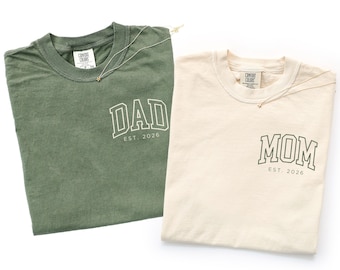 Comfort Colors Mom and Dad Est. 2026 Shirt, Pregnancy Reveal