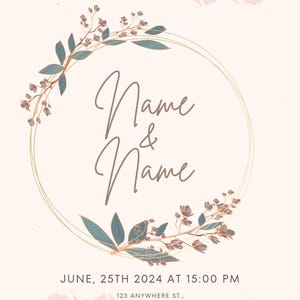 Minimalist Wedding Invitation Template: Modern Editable Stationery (Digital Download)