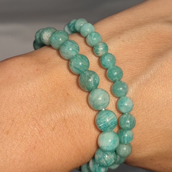 Bracelet Amazonite, anti stress, courage, chakra du coeur