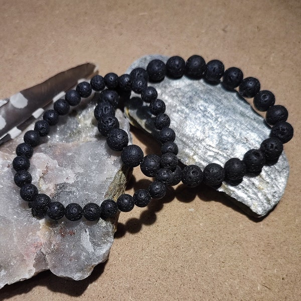 Lava stone bracelet, root chakra, anchoring, dynamism, vitality and joy