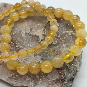 Rutile Quartz Bracelet (Venus hair), revitalizing supports bronchi, lungs and sinuses, against asthma, allergies