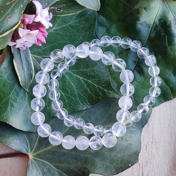 Rock crystal bracelet, intuition, quartz, energy amplifier and transmitter, healing, purifies