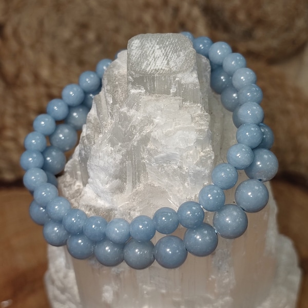 Angelite bracelet, communication, soothing, relaxing, link with spiritual guide