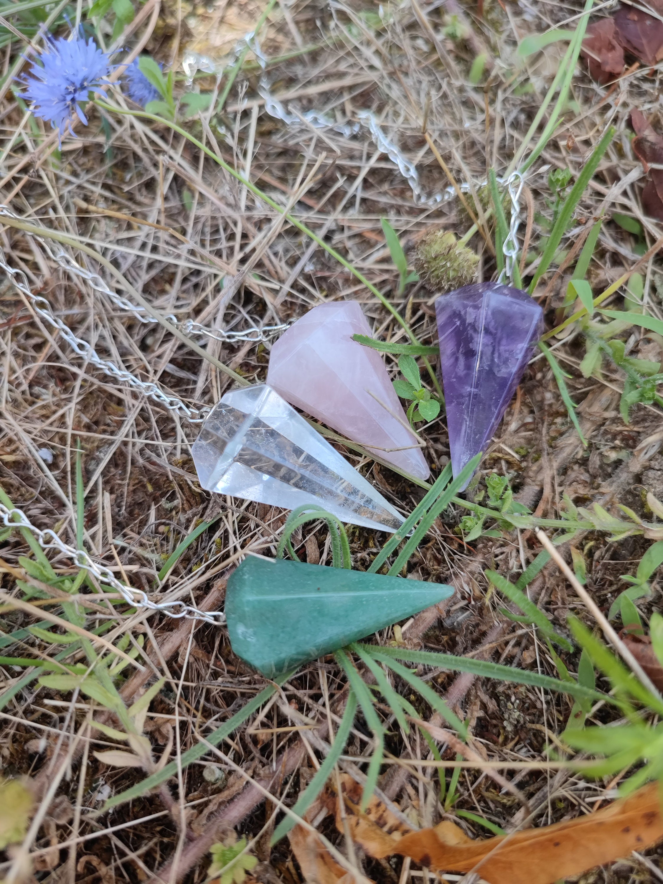 5 Ciondoli Pendolo In Ametista Naturale - Pietre Per Reiki, Chakra E Guarigione