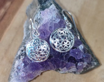 Flower of life set, pendant and earring in silver