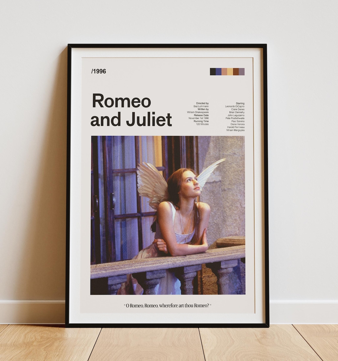 Romeo and Juliet Movie Poster Art Print With Quote, Modern Retro ...