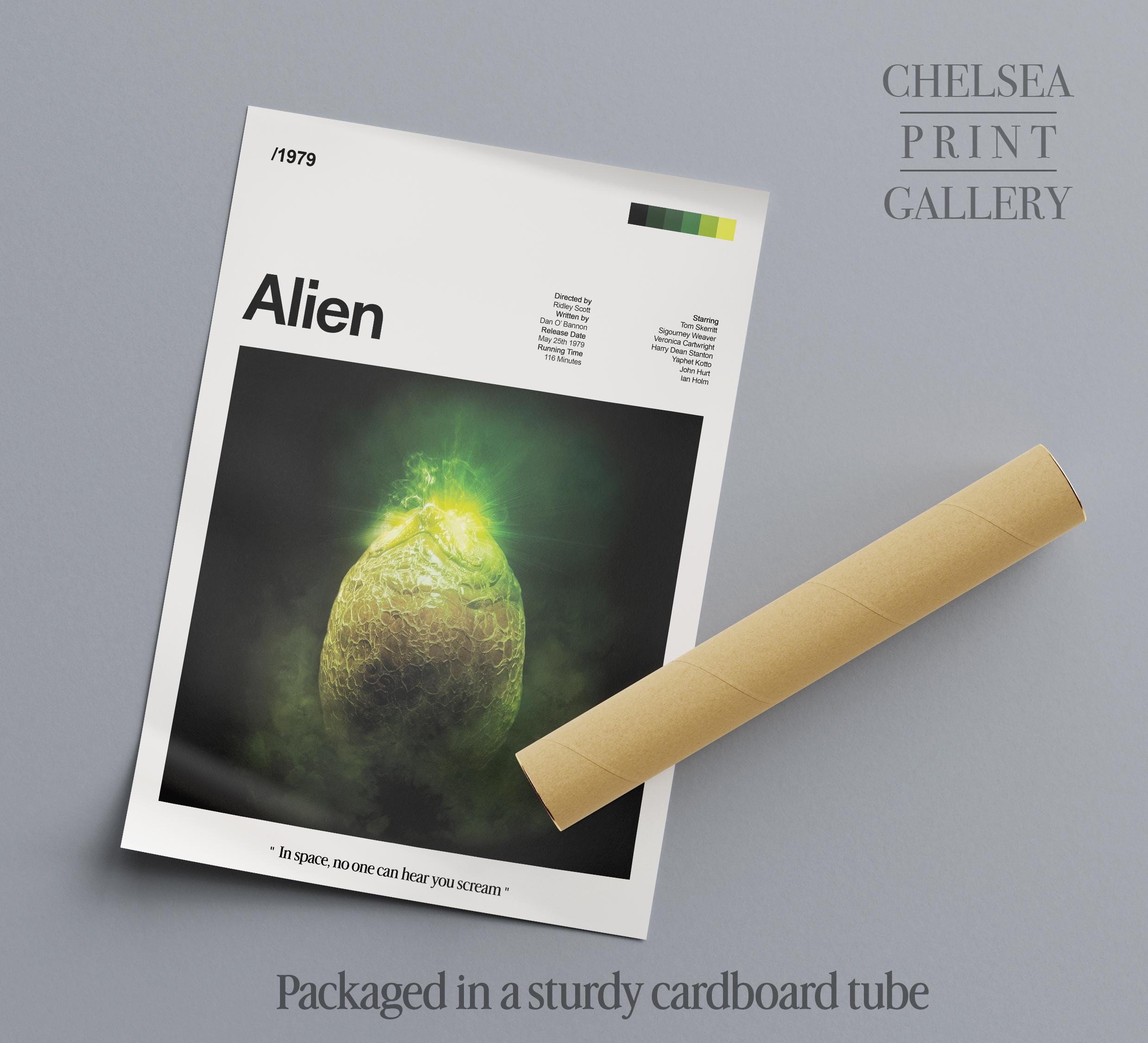 Alien 1979 Movie Poster Art Print With Quote, Modern Retro Vintage Film ...
