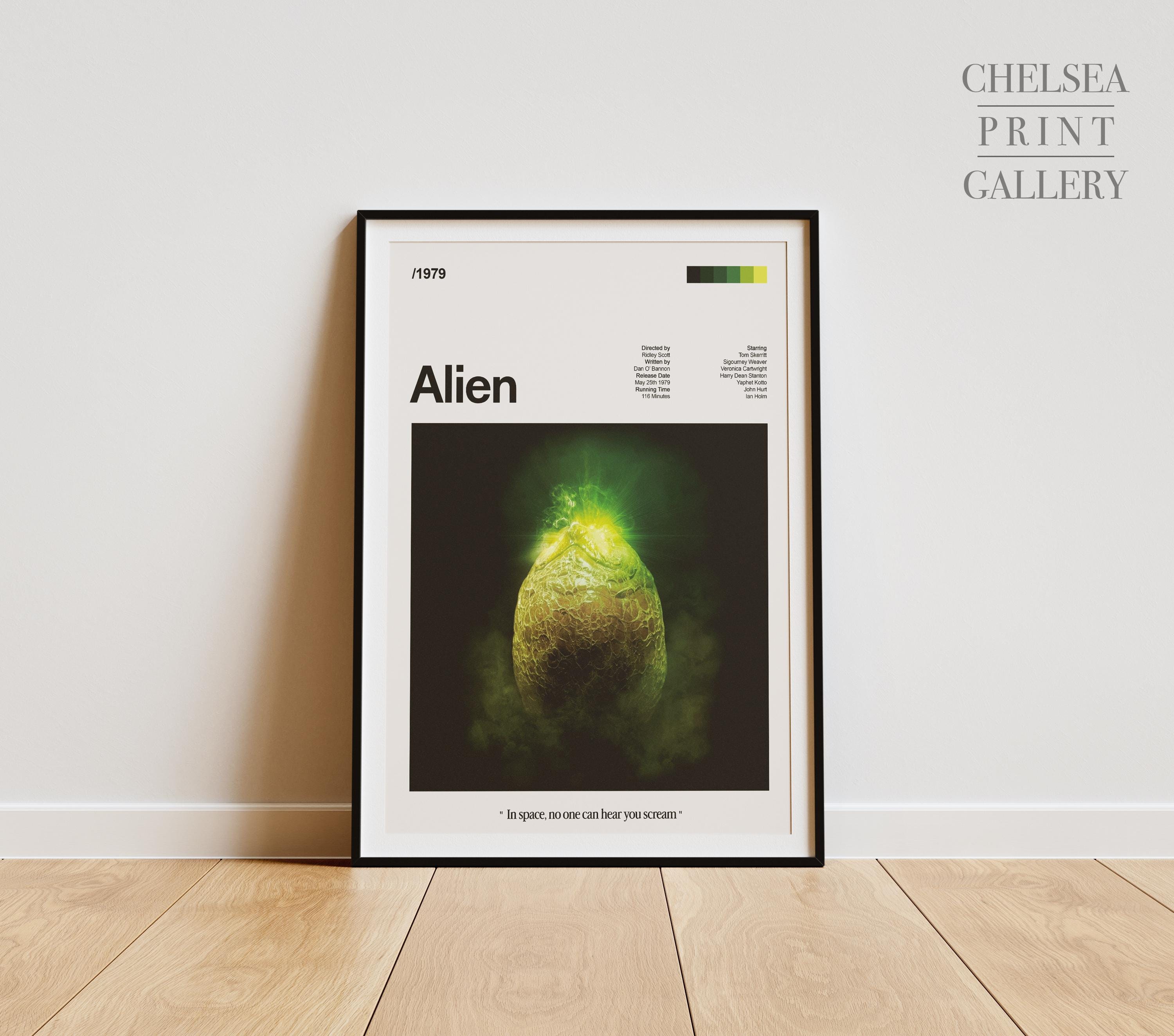 Alien 1979 Movie Poster Art Print With Quote, Modern Retro Vintage Film ...