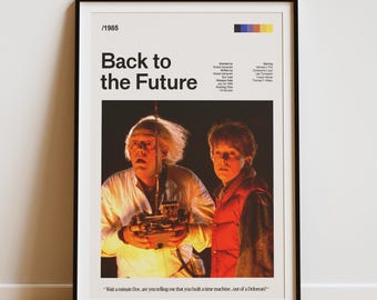 Back to the Future Movie Poster Art Print with Quote, Modern Retro Vintage Film Cinema Home Wall Art Ver 2